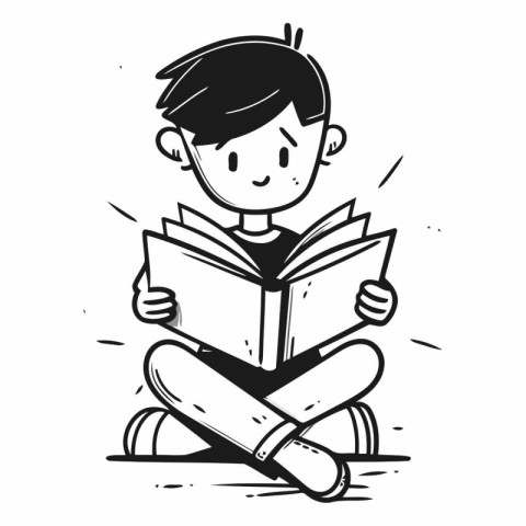 Boy reading a book of a boy reading a book.