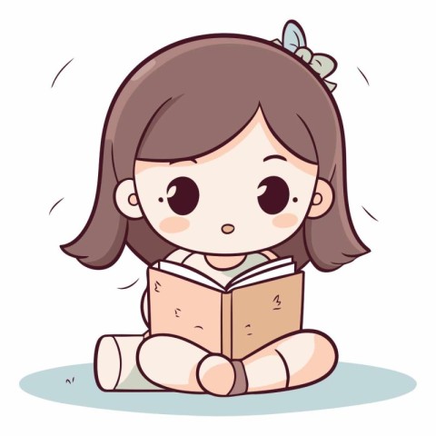 cute little girl reading a book. eps10