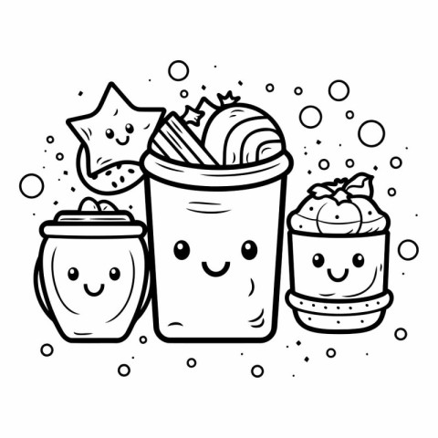 Coloring book for children: ice cream in a paper cup