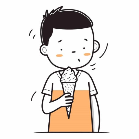 Illustration of a man eating ice cream in a waffle cone