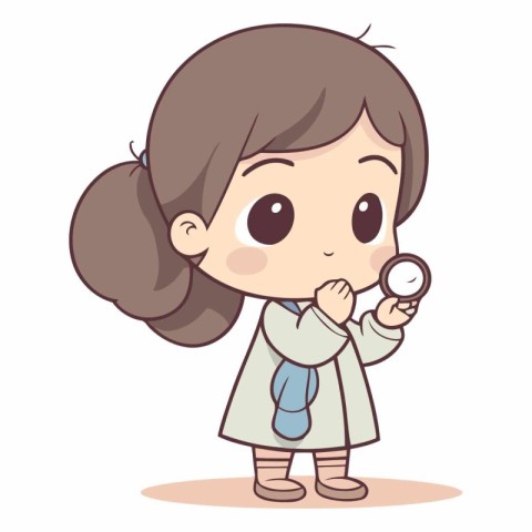 Cute little girl holding a magnifying glass.