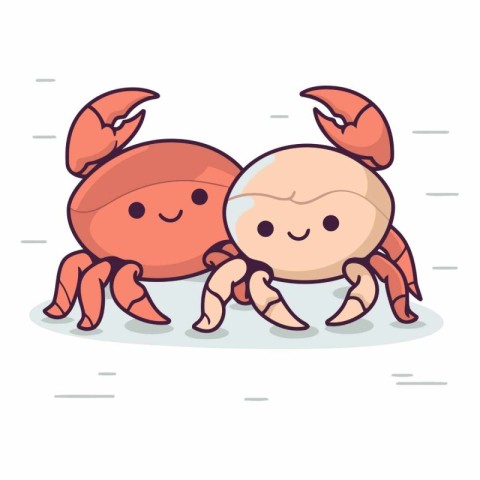 Cute cartoon crab isolated on white background. Cartoon style.