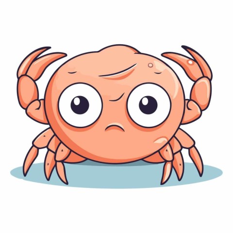 Crab character. Cute cartoon vector illustration isolated on whi