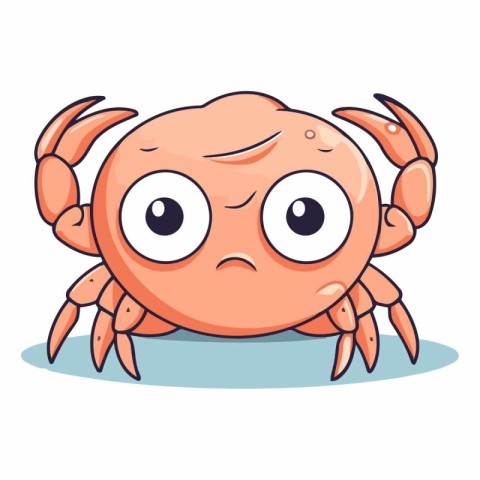 Crab character. Cute cartoon vector illustration isolated on whi