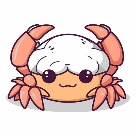 Cute crab character cartoon style vector illustration. Seafood t