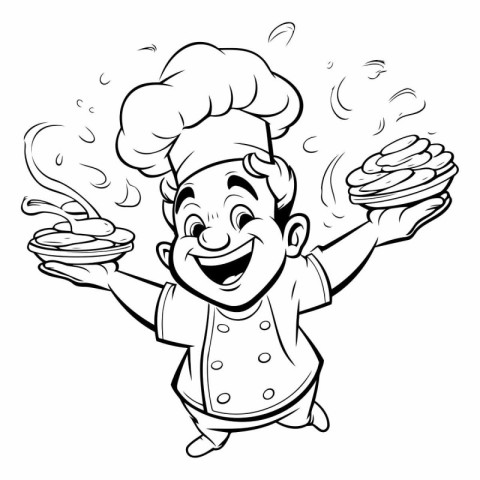 Vector illustration of a happy cartoon chef with a bowl of panca