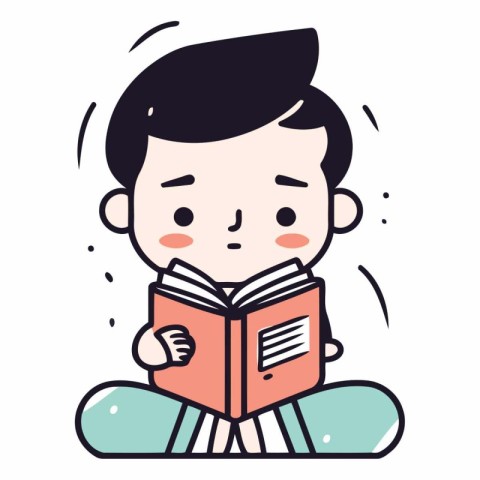 Illustration of a young man reading a book.