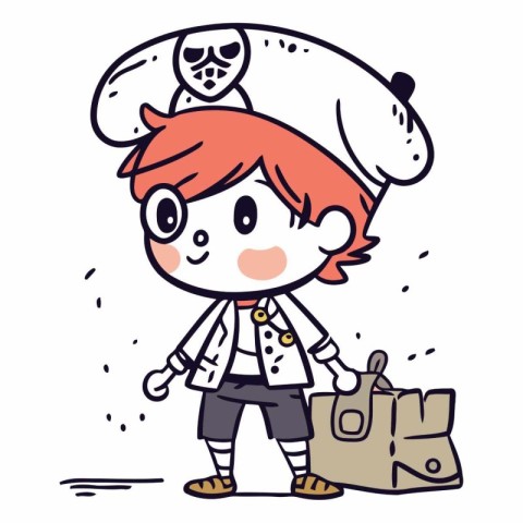 Illustration of a Cute Little Boy Wearing a Pirate Costume