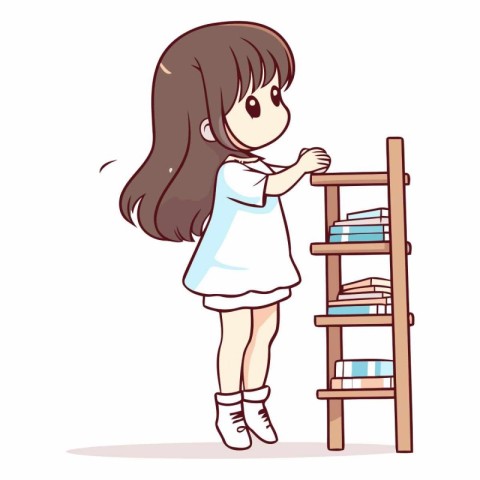 Girl with books and ladder of a little girl.