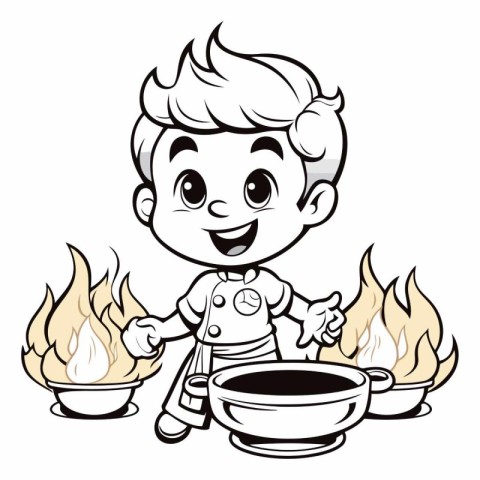 Cooking Boy - Vector Cartoon Illustration. Isolated On White Bac