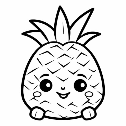 cute pineapple fruit kawaii character vector illustartion design