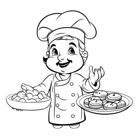 Illustration of a Cute Little Boy Chef Cartoon Character with a