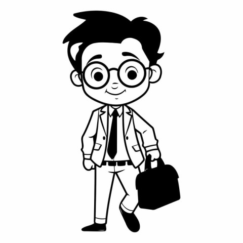 businessman with briefcase and glasses avatar cartoon character