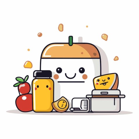 smiling rice cooker character vector illustration design. food a