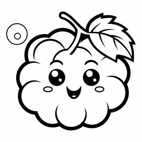 Black and White Cartoon Illustration of Cute Blackberry Fruit Ch