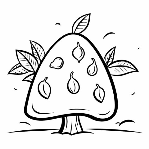 Black and White Cartoon Illustration of a Tree with Pears Colori