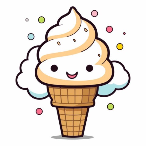 Cute ice cream character cartoon vector illustration. Cute ice c