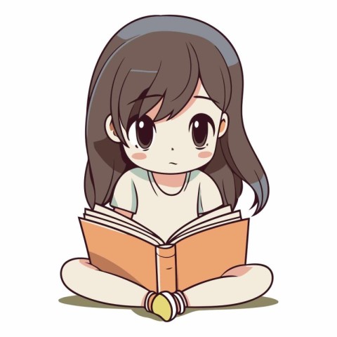 girl reading a book on white background. eps10