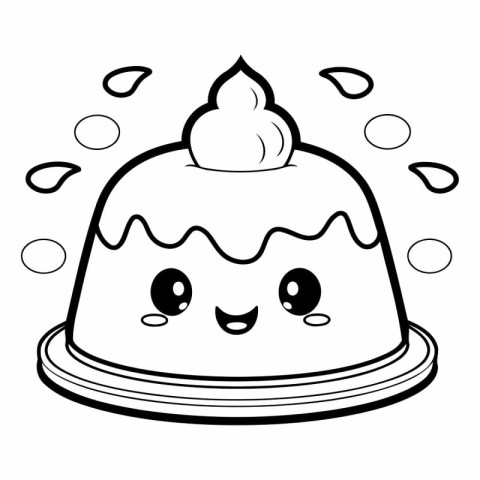 Cake design. Kawaii expression cute character funny and emoticon