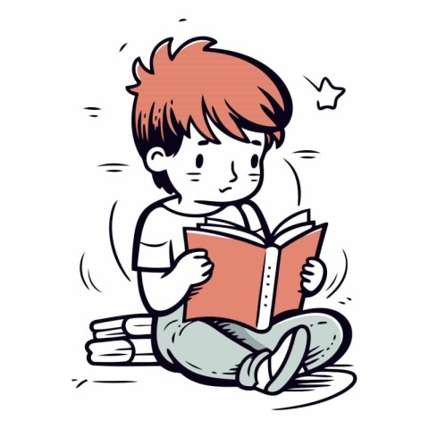 Boy reading a book. sketch for your design.