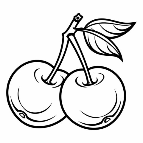 Cherries icon. Black and white illustration of cherries vector i