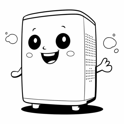 Illustration of a Cute Cartoon Refrigerator Smiling at the Camer