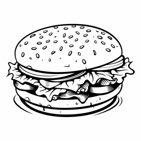 Hamburger icon. Fast food of a hamburger.