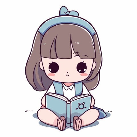 Cute little girl reading a book of a cute little girl reading a