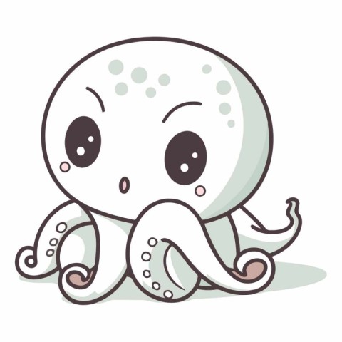 Cute cartoon octopus isolated on white background.