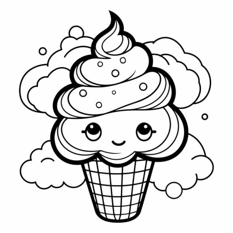 Cute Ice Cream Cartoon Mascot Character Vector Illustration.