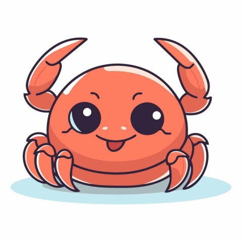 Cute cartoon crab. Isolated on white background.