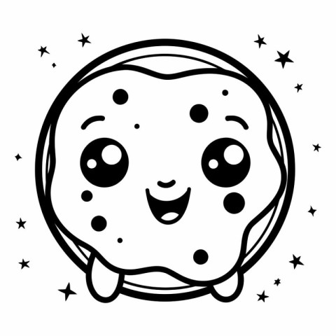 Cute kawaii donut with eyes and mouth vector illustration