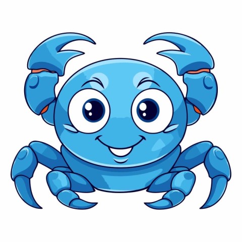 Cute blue crab icon. Cartoon illustration of cute blue crab vect