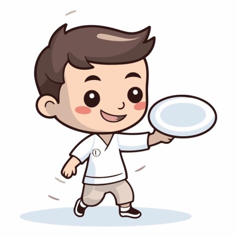 Cute Boy Holding Placard Cartoon Character Vector Illustration.