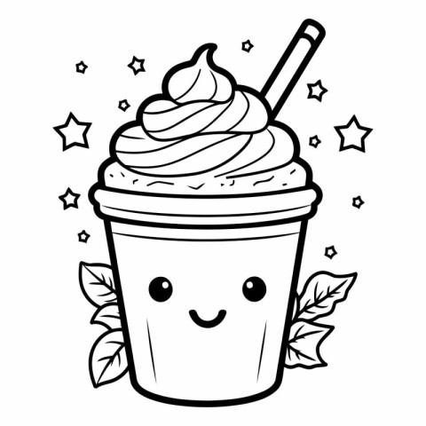 delicious ice cream in paper cup kawaii character vector illustr