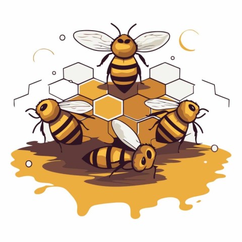 Honeycombs and bees of honeycombs and bees.