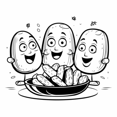 Cartoon Illustration of Cucumber Comic Characters for Coloring B