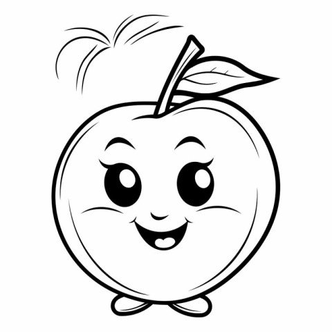 Illustration of a Smiling Apple Cartoon Character on a White Bac