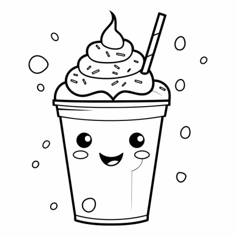 Cute cartoon milkshake with whipped cream.