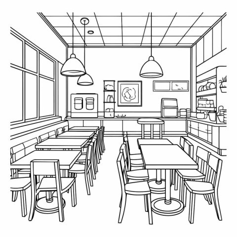 Illustration of a cafe interior of a cafe interior.