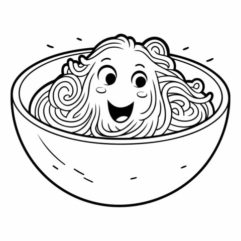 Illustration of a bowl of noodle with a smiley face