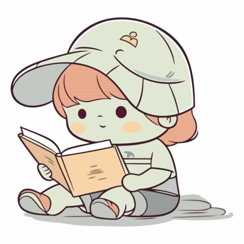 Illustration of a Kid Reading a Book While Sitting on the Floor