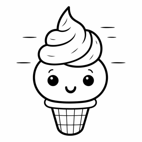 cute ice cream cone kawaii character vector illustration designi