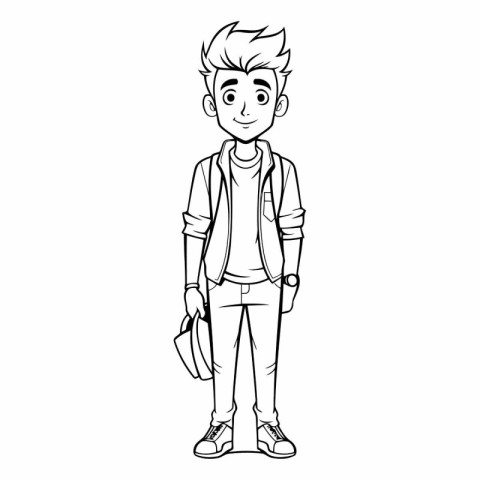 young man with bag cartoon vector illustration graphic design ve