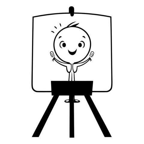 cute happy boy drawing on a whiteboard design