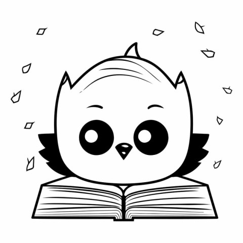 cute owl with book fairytale character vector illustration desig