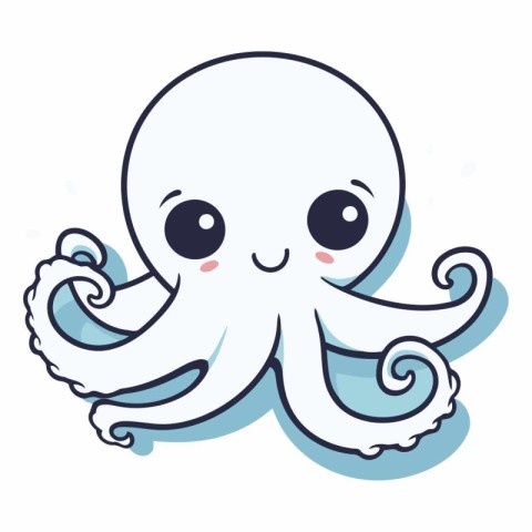 Cute cartoon octopus. Isolated on white background.