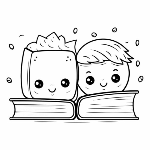 cute little students couple with books characters vector illustr