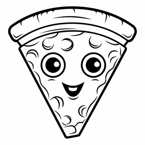 Pizza kawaii face. illustration. vector on white background.