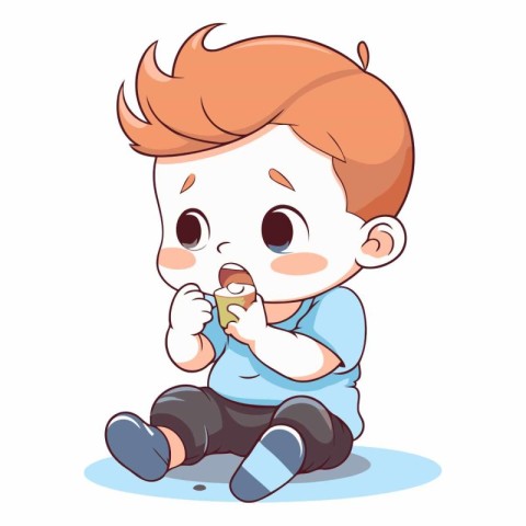 Little boy eating ice cream of a little boy eating ice cream.